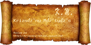 Krizsány Mátyás névjegykártya